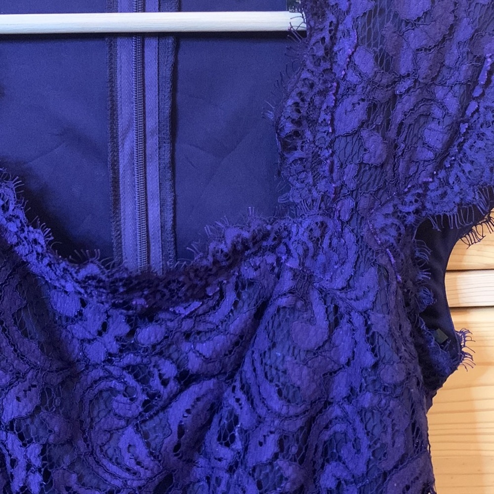 Tadashi Shoji Royal Purple Lace Special Occasion Gown Formal Dress Size 4 - Picture 6 of 12